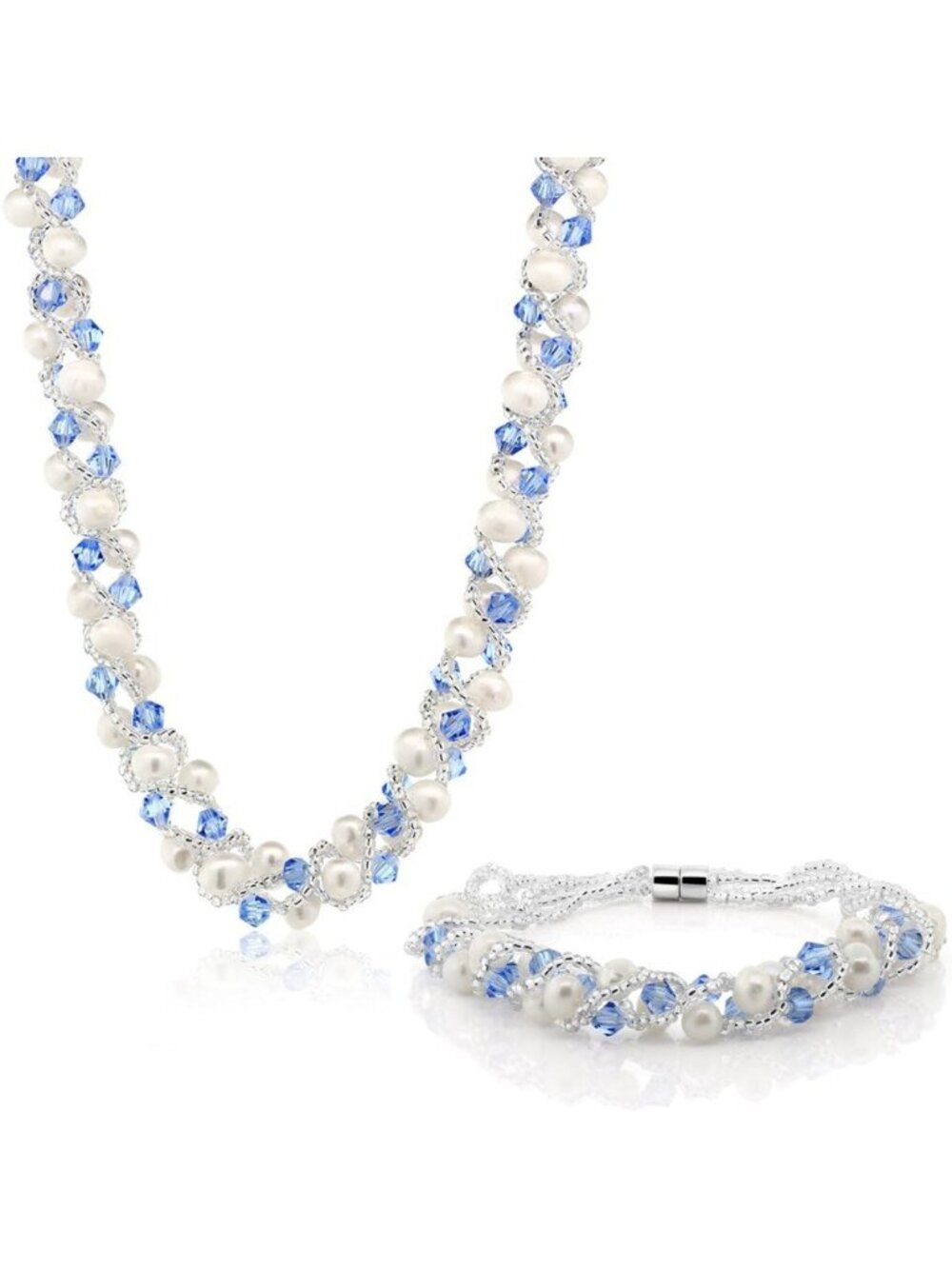 Elegant Freshwater Cultured Pearl Necklace & Bracelet Set for Women - Perfect